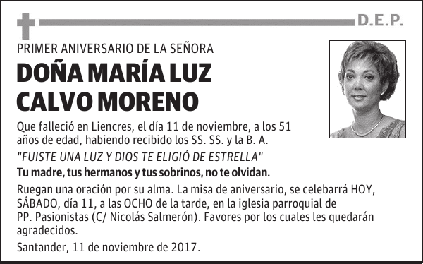 DOÑA MARÍA LUZ CALVO MORENO