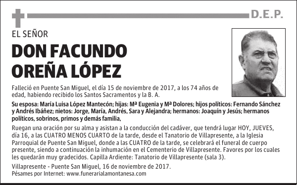 DON FACUNDO OREÑA LÓPEZ