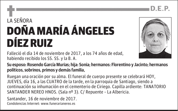 DOÑA MARÍA ÁNGELES DÍEZ RUIZ
