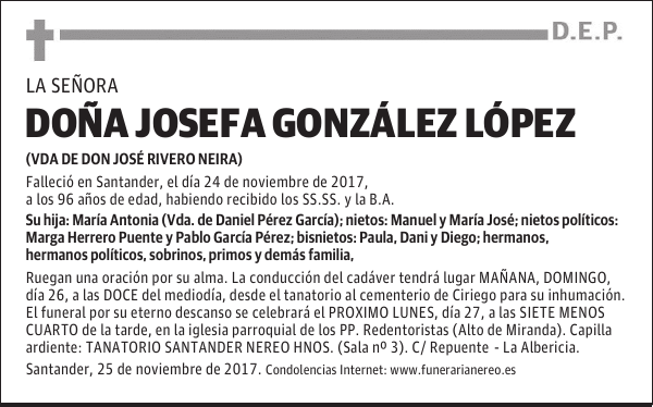 DOÑA JOSEFA GONZALEZ LOPEZ