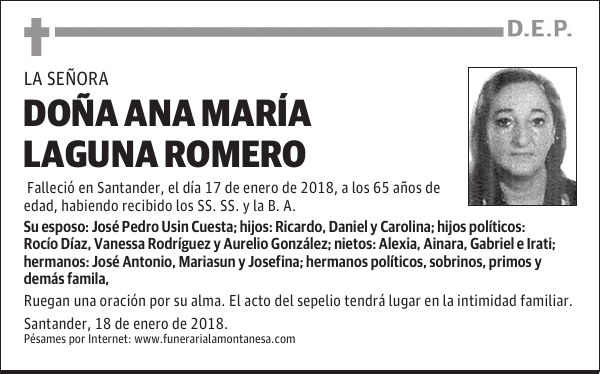 DOÑA ANA MARÍA LAGUNA ROMERO