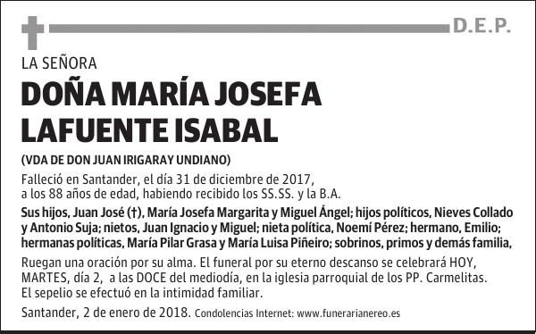 DOÑA MARIA JOSEFA LAFUENTE ISABAL