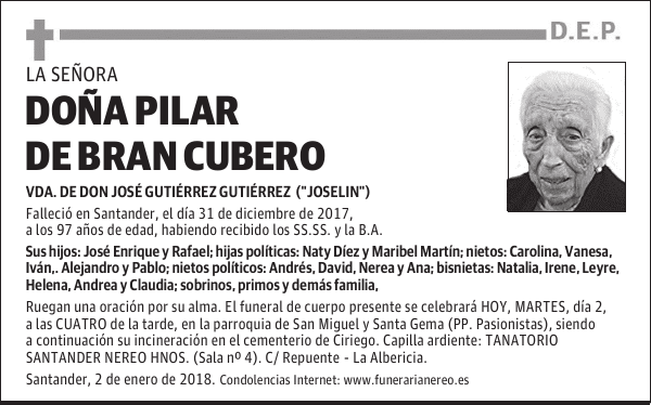 DOÑA PILAR DE BRAN CUBERO