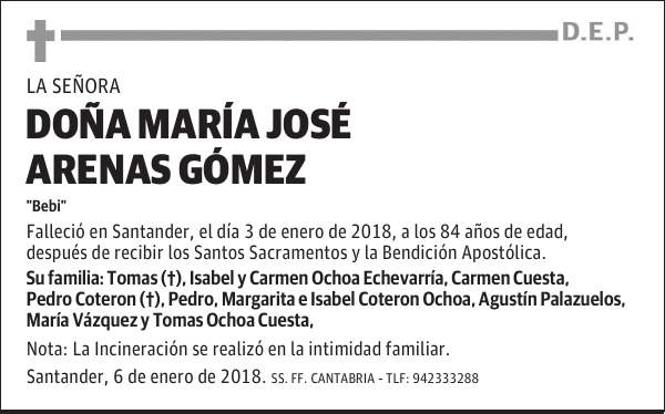 DOÑA MARÍA JOSÉ ARENAS GOMEZl