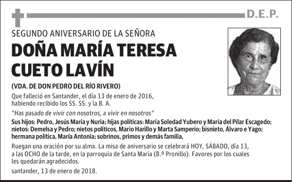 DOÑA MARÍA TERESA CUETO LAVÍN