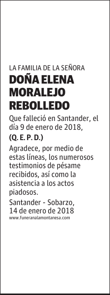 DOÑA ELENA MORALEJO REBOLLEDO