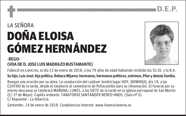 DOÑA ELOISA GOMEZ HERNANDEZ