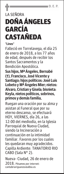 DOÑA ÁNGELES GARCÍA CASTAÑEDA