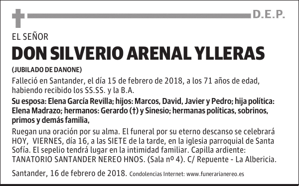 DON SILVERIO ARENAL YLLERAS