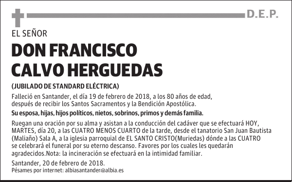 DON FRANCISCO CALVO HERGUEDAS