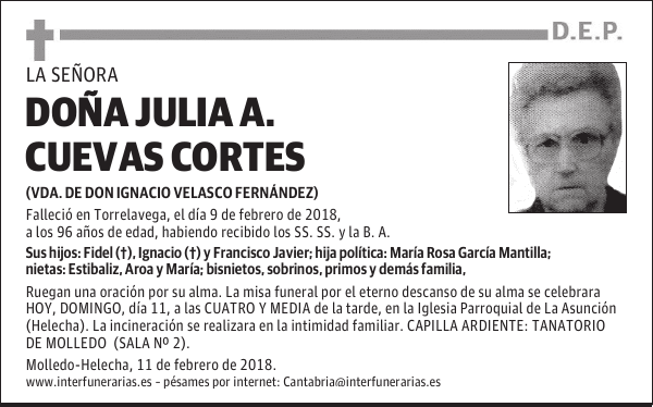 Dª JULIA A. CUEVAS CORTES