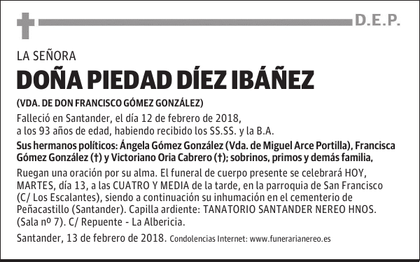 DOÑA PIEDAD DIEZ IBAÑEZ