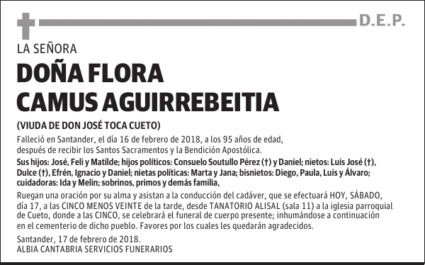 DOÑA FLORA CAMUS AGUIRREBEITIA