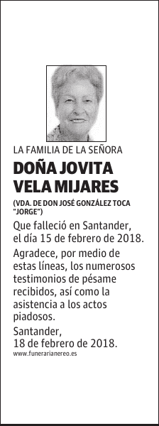 DOÑA JOVITA VELA MIJARES