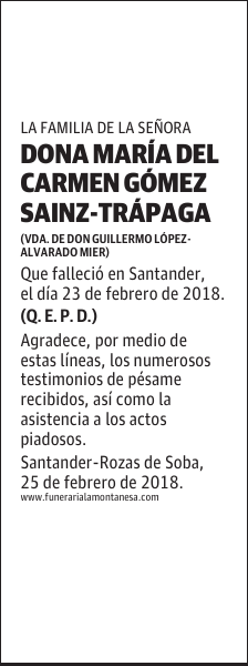 DONA MARÍA DEL CARMEN GÓMEZ SAINZ-TRAPAGA
