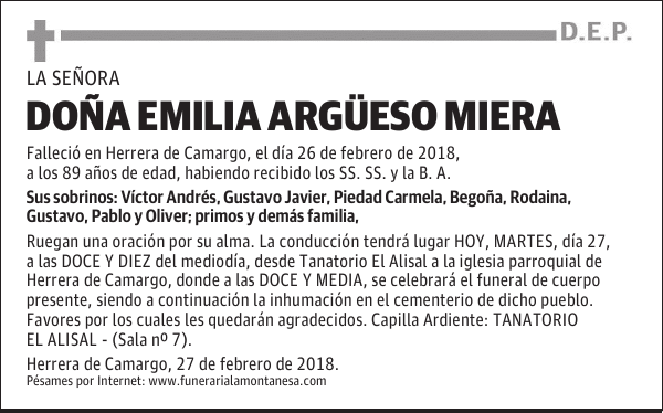 DOÑA EMILIA ARGÜESO MIERA