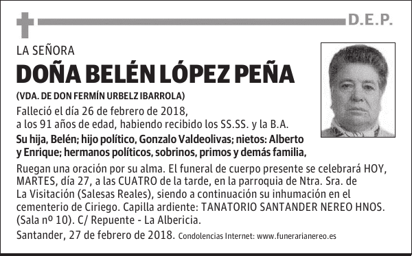 DOÑA BELEN LOPEZ PEÑA