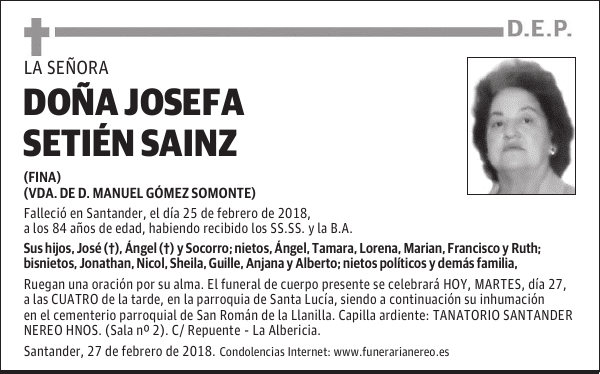 DOÑA JOSEFA SETIEN SAINZ