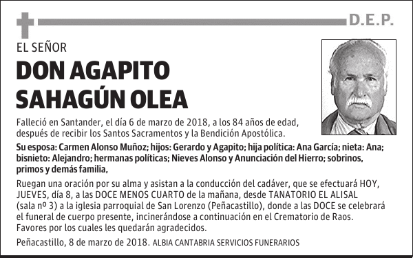 DON AGAPITO SAHAGÚN OLEA
