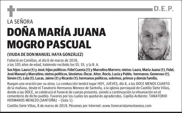 DOÑA MARÍA JUANA MOGRO PASCUAL