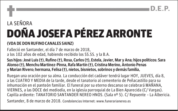 DOÑA JOSEFA PEREZ ARRONTE