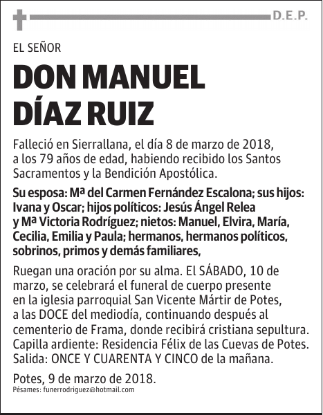 D. MANUEL DÍAZ RUIZ