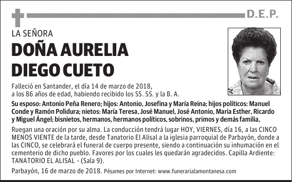 DOÑA AURELIA DIEGO CUETO