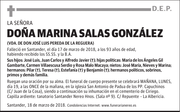 DOÑA MARINA SALAS GONZÁLEZ