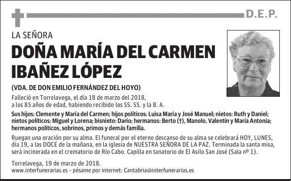 DOÑA MARÍA DEL CARMEN IBAÑEZ LÓPEZ