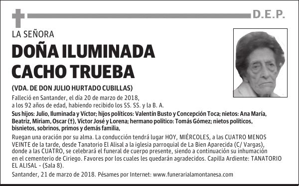 DOÑA ILUMINADA CACHO TRUEBA