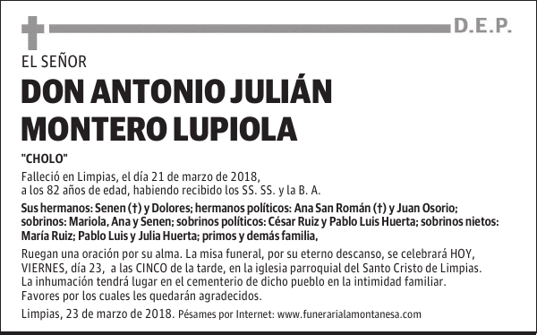 DON ANTONIO JULIAN MONTERO LUPIOLA