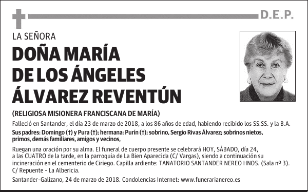 DOÑA MARIA DE LOS ANGELES ALVAREZ REVENTÚN