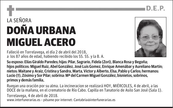 Dª URBANA MIGUEL ACERO