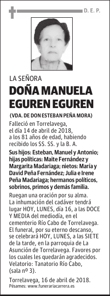 DOÑA MANUELA EGUREN EGUREN