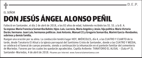 DON JESUS ÁNGEL ALONSO PEÑIL