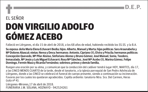 DON VIRGILIO ADOLFO GÓMEZ ACEBO