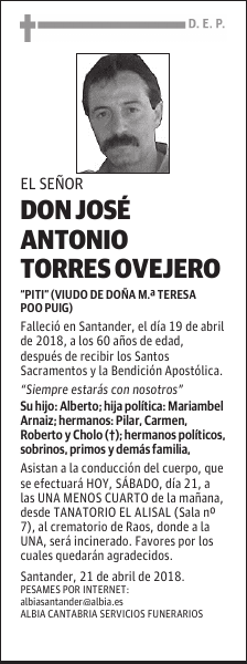 DON JOSÉ ANTONIO TORRES OVEJERO