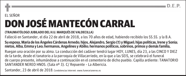 DON JOSÉ MANTECÓN CARRAL