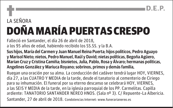 DOÑA MARIA PUERTAS CRESPO