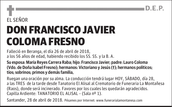 DON FRANCISCO JAVIER COLOMA FRESNO
