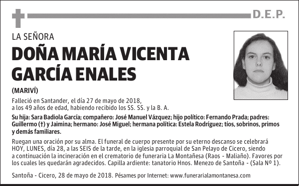 DOÑA MARÍA VICENTA GARCÍA ENALES