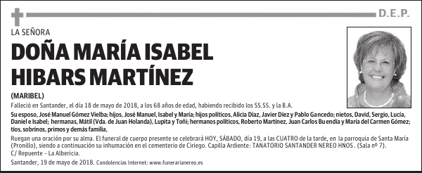 DOÑA MARIA ISABEL HIBARS MARTINEZ