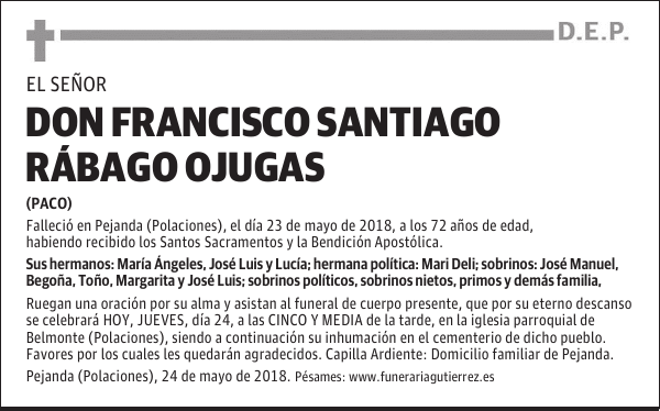 D. FRANCISCO SANTIAGO RÁBAGO OJUGAS