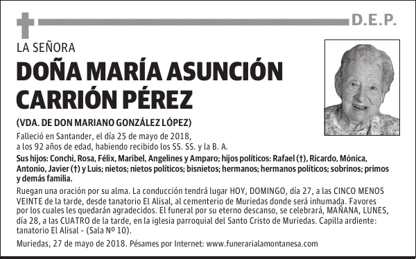 DOÑA MARÍA ASUNCIÓN CARRIÓN PÉREZ