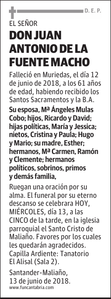 Don Juan Antonio de la Fuente Macho