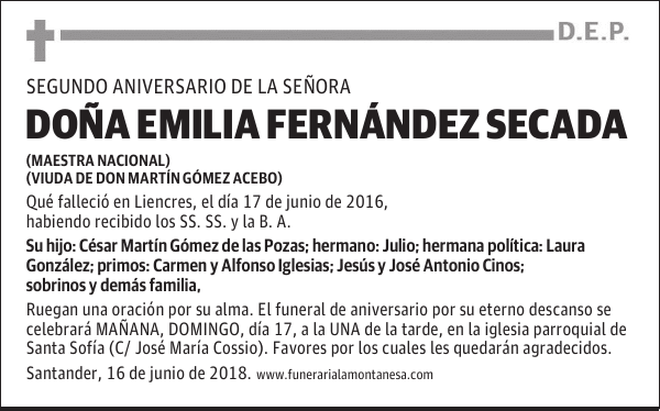DOÑA EMILIA FERNÁNDEZ SECADA