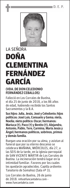 DOÑA CLEMENTINA FERNÁNDEZ GARCÍA