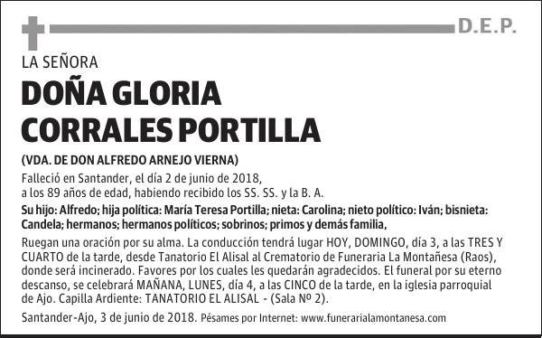 DOÑA GLORIA CORRALES PORTILLA