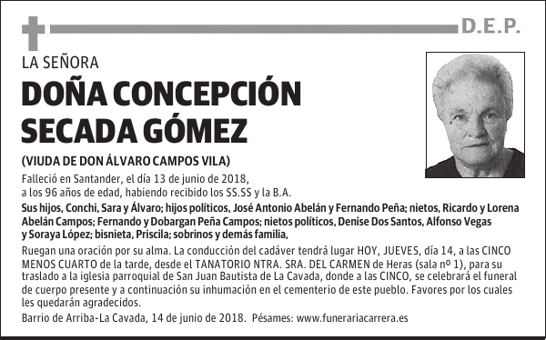DOÑA CONCEPCIÓN SECADA GÓMEZ