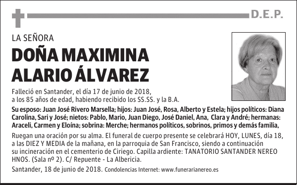 DOÑA MAXIMINA ALARIO ALVAREZ